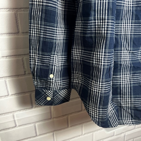 STYLE & CO boyfriend plaid blue long sleeve navy blue -white button down shirt/M - Picture 8 of 9